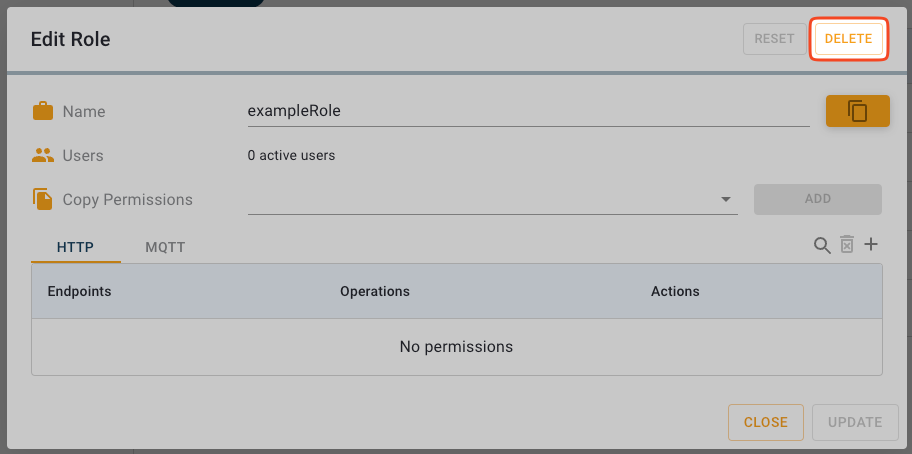 Delete Role button